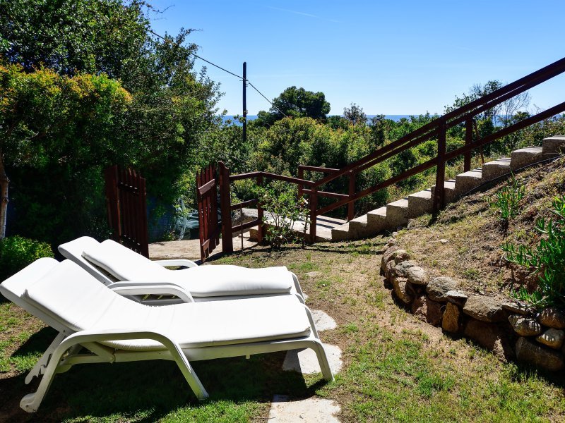 Garten von Castededdu 10 mit Sonnenliegen Garten von Castededdu 10 mit Sonnenliegen