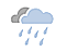 Heavy rain. Mostly cloudy. Cool.