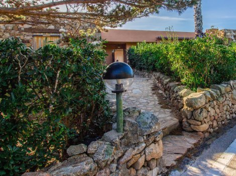 Eingang zum Appartment Porto Rotondo mit mediterraner Bepflanzung